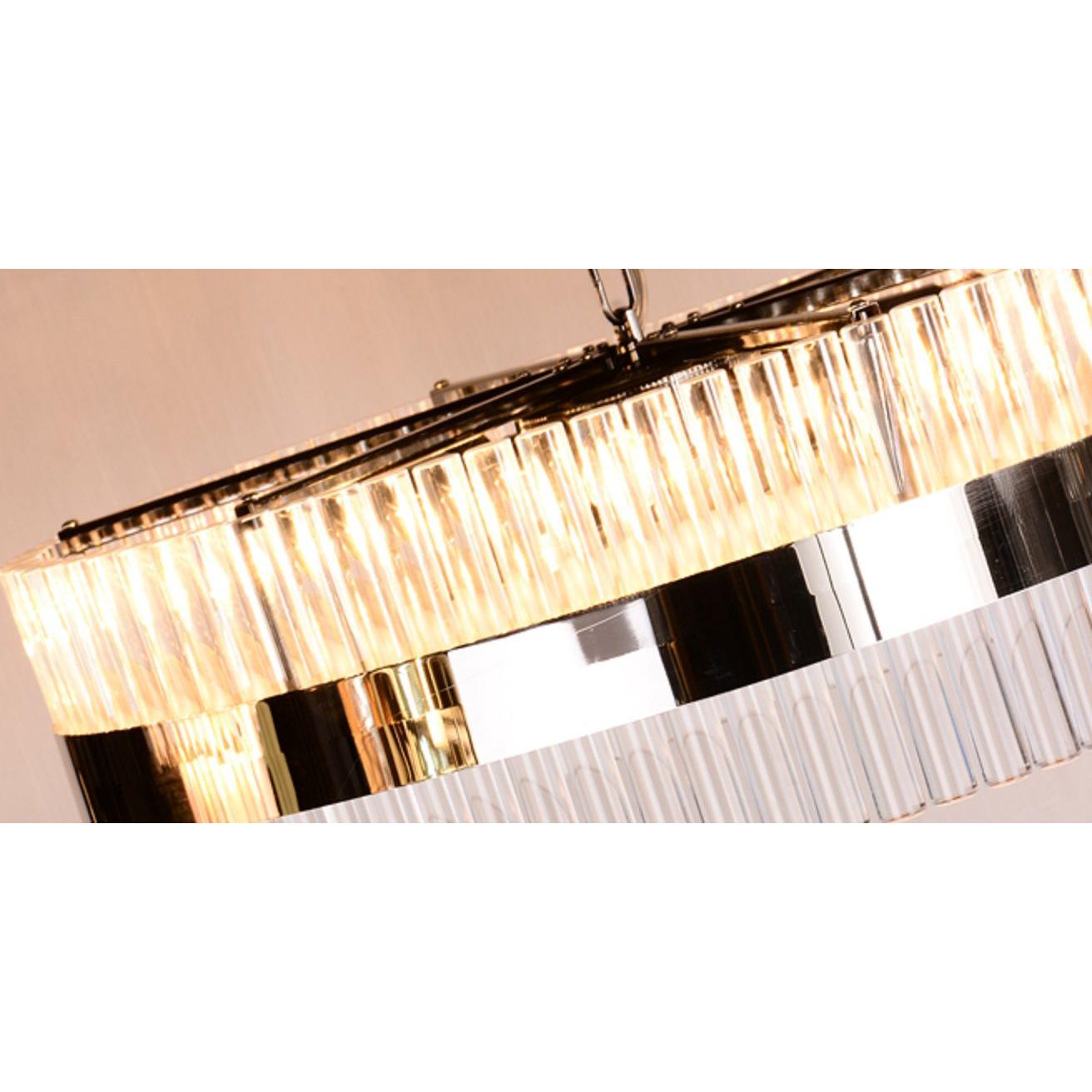 Lucas & McKearn Metro 9-Light Dark Chrome Large Pendant With Drum-Shaped Clear Glass Shade