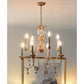 Lucas & McKearn Mignon 8-Light Distressed Ivory Chandelier With Silver rings and Gold Leaf Accent