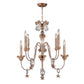 Lucas & McKearn Mignon 8-Light Distressed Ivory Chandelier With Silver rings and Gold Leaf Accent