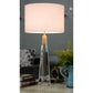 Lucas & McKearn Monroe 32" Clear Glass Buffet Table Lamp With White Drum-Shaped Shade and Brass Accents