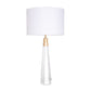 Lucas & McKearn Monroe 32" Clear Glass Buffet Table Lamp With White Drum-Shaped Shade and Brass Accents