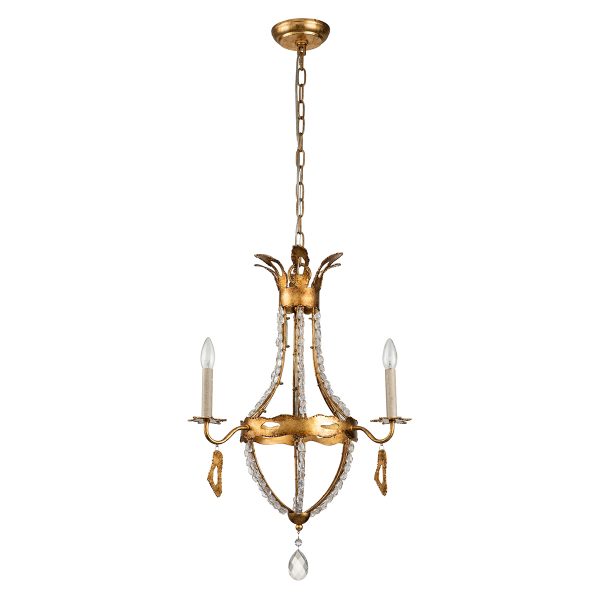 Lucas & McKearn Monteleone 3-Light Antique Gold Chandelier