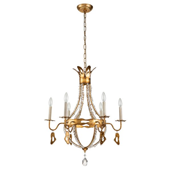 Lucas & McKearn Monteleone 6-Light Antique Gold Chandelier