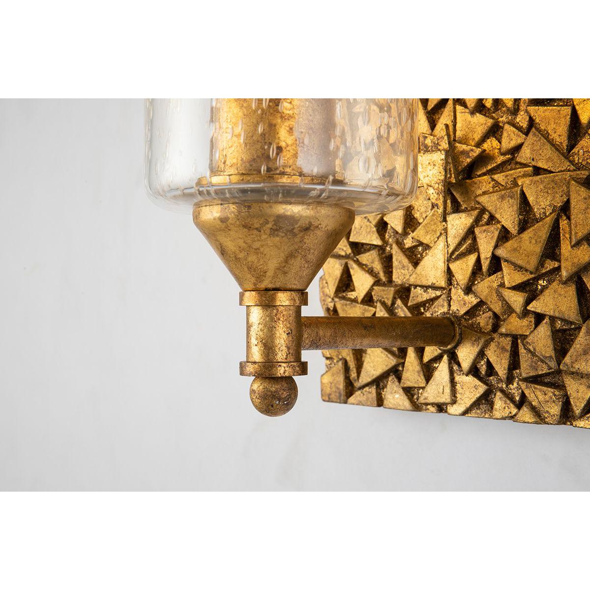 Lucas & McKearn Mosaic 1-Light Antique Gold Wall Light With Cylinder Glass Shade
