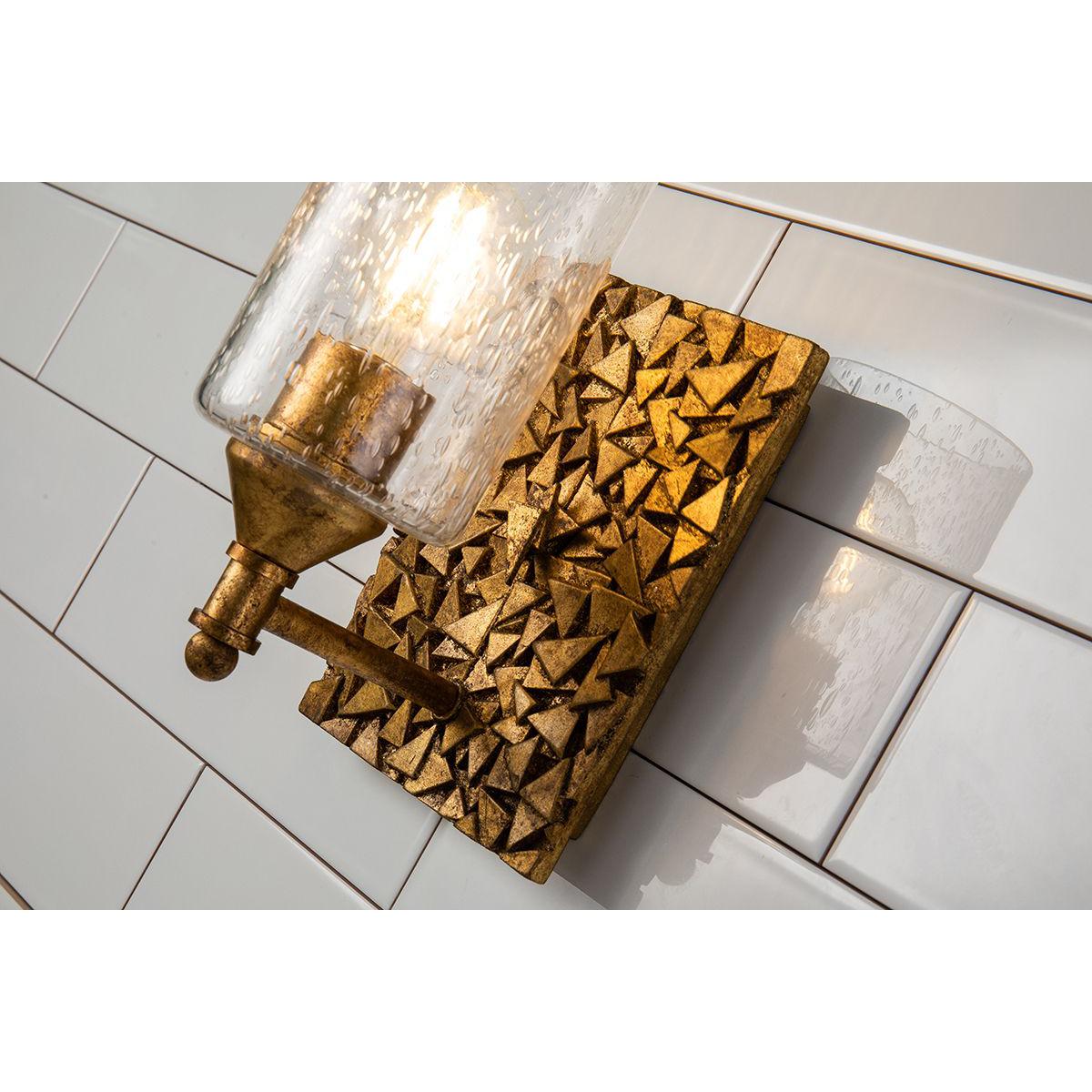 Lucas & McKearn Mosaic 1-Light Antique Gold Wall Light With Cylinder Glass Shade
