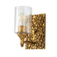 Lucas & McKearn Mosaic 1-Light Antique Gold Wall Light With Cylinder Glass Shade