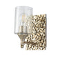 Lucas & McKearn Mosaic 1-Light Antique Silver Wall Light With Cylinder Glass Shade
