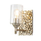 Lucas & McKearn Mosaic 1-Light Antique Silver Wall Light With Cylinder Glass Shade