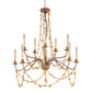 Lucas & McKearn Mosaic 10-Light Gold Leaf Two-Tier Chandelier With Multi-Size Hand Painted Resin Pieces