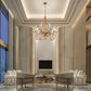 Lucas & McKearn Mosaic 15-Light Gold Leaf Two-Tier Chandelier With Multi-Size Hand Painted Resin Pieces