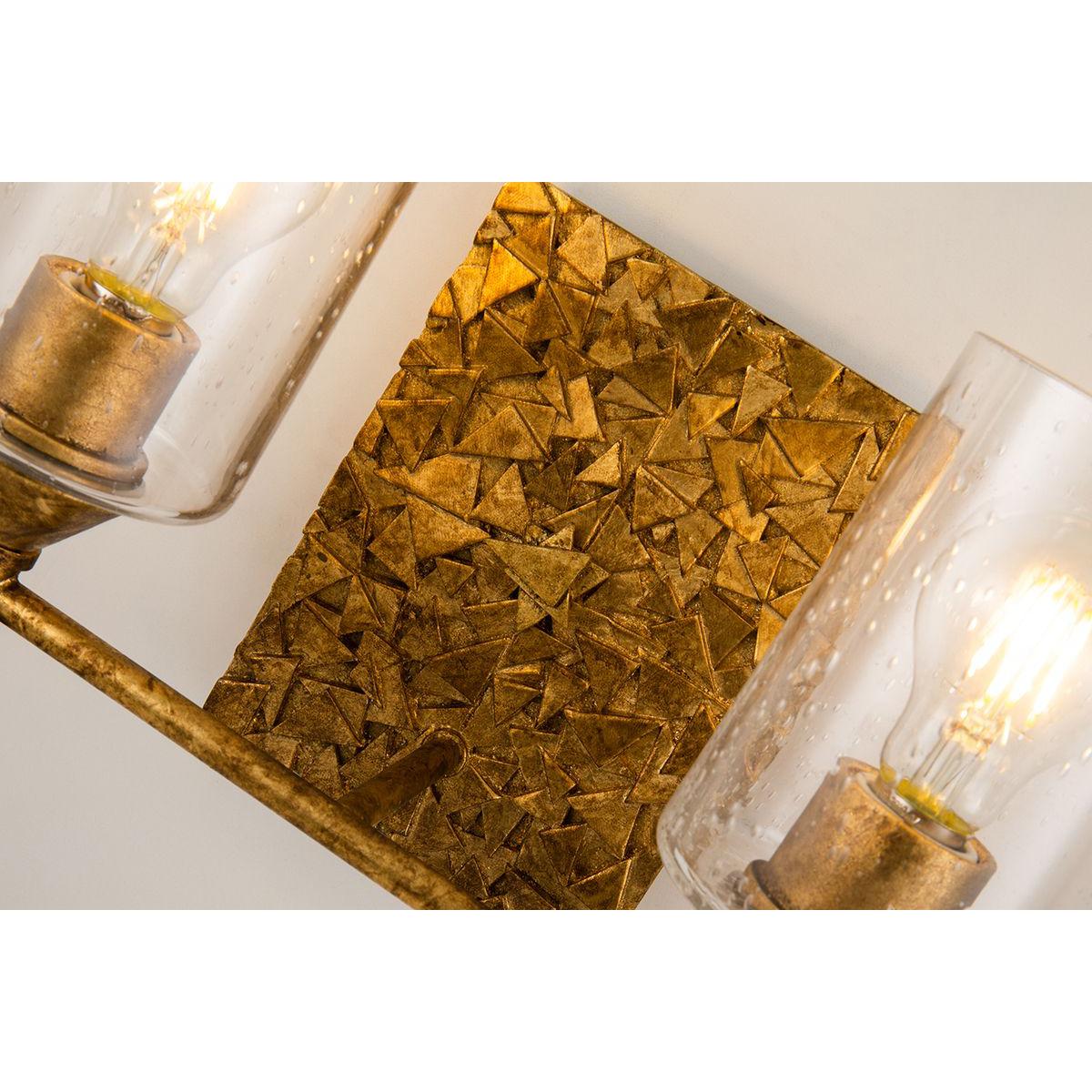 Lucas & McKearn Mosaic 2-Light Antique Gold Wall Light With Cylinder Glass Shade