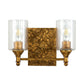 Lucas & McKearn Mosaic 2-Light Antique Gold Wall Light With Cylinder Glass Shade