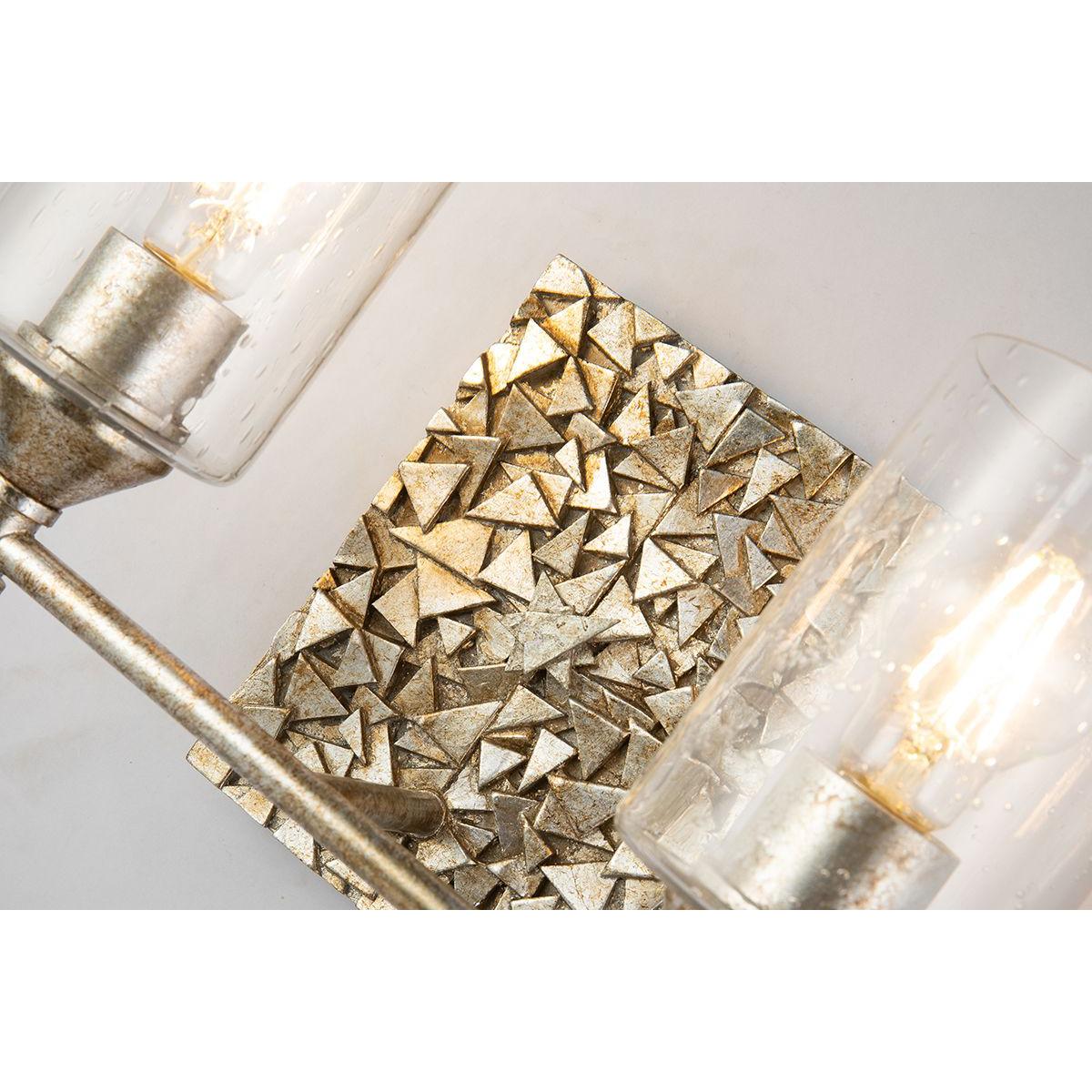 Lucas & McKearn Mosaic 2-Light Antique Silver Wall Light With Cylinder Glass Shade