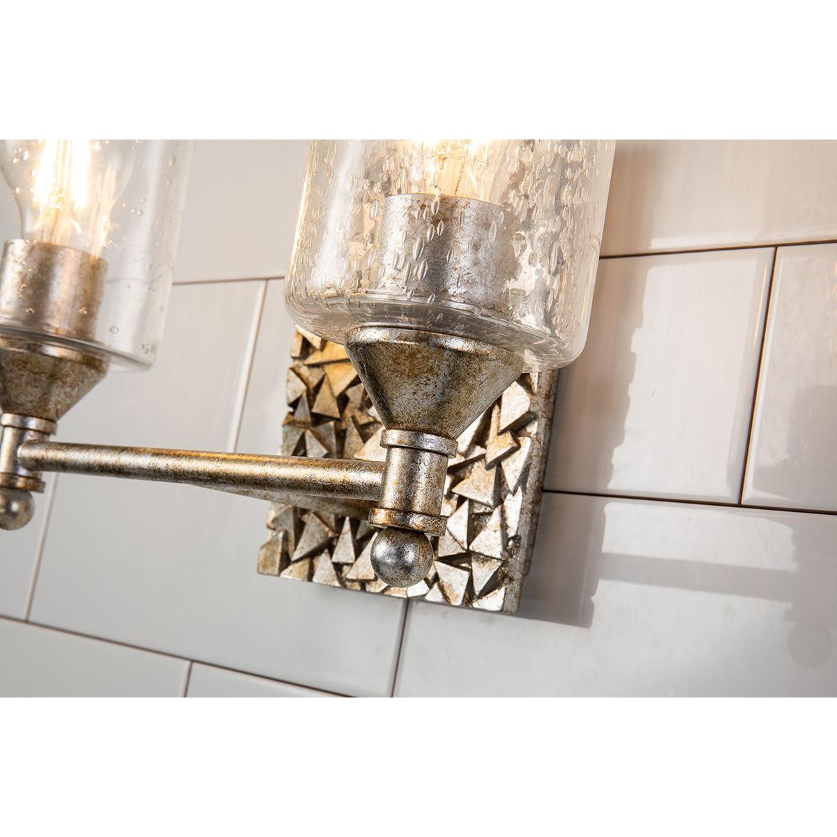 Lucas & McKearn Mosaic 2-Light Antique Silver Wall Light With Cylinder Glass Shade
