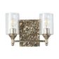 Lucas & McKearn Mosaic 2-Light Antique Silver Wall Light With Cylinder Glass Shade