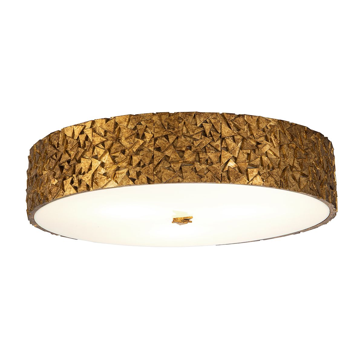 Lucas & McKearn Mosaic 20" Round Antique Gold Flush Mount Lighting With Sanded Glass Diffuser