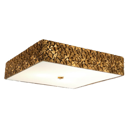 Lucas & McKearn Mosaic 20" Square Antique Gold Flush Mount Lighting With Sanded Glass Diffuser