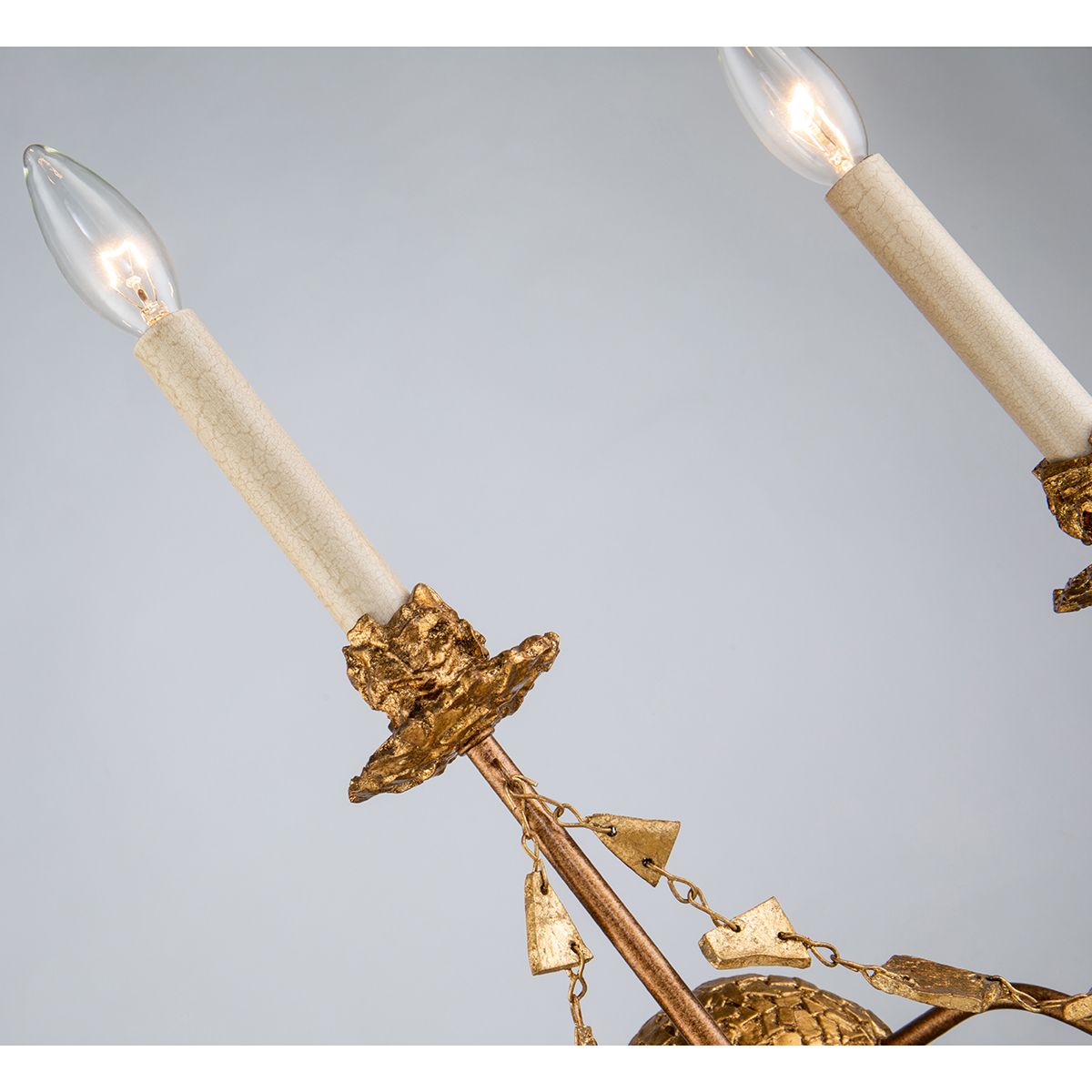 Lucas & McKearn Mosaic 3-Light Antique Gold Wall Light With Sculpted Drape Mosaic Pieces