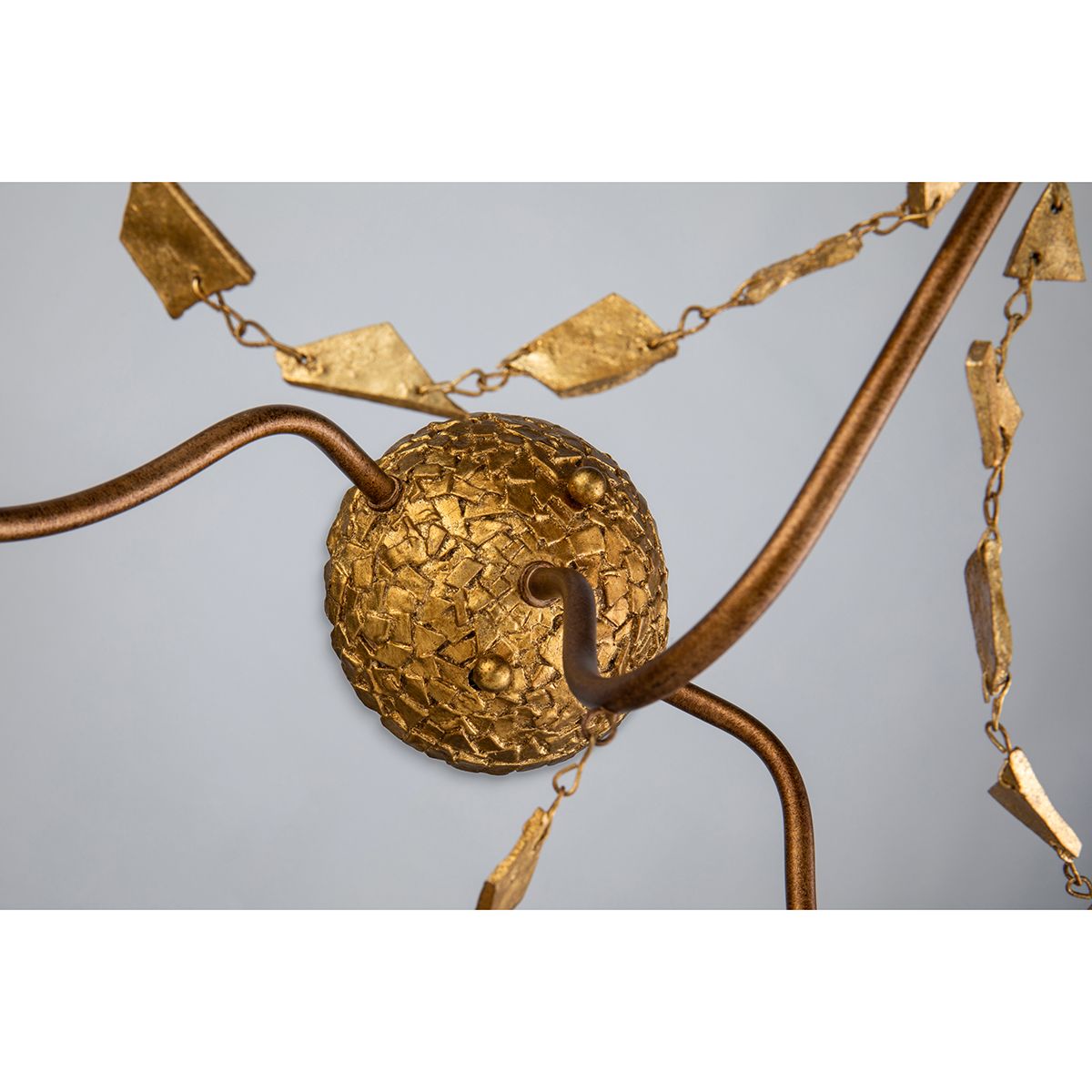 Lucas & McKearn Mosaic 3-Light Antique Gold Wall Light With Sculpted Drape Mosaic Pieces
