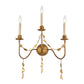 Lucas & McKearn Mosaic 3-Light Antique Gold Wall Light With Sculpted Drape Mosaic Pieces