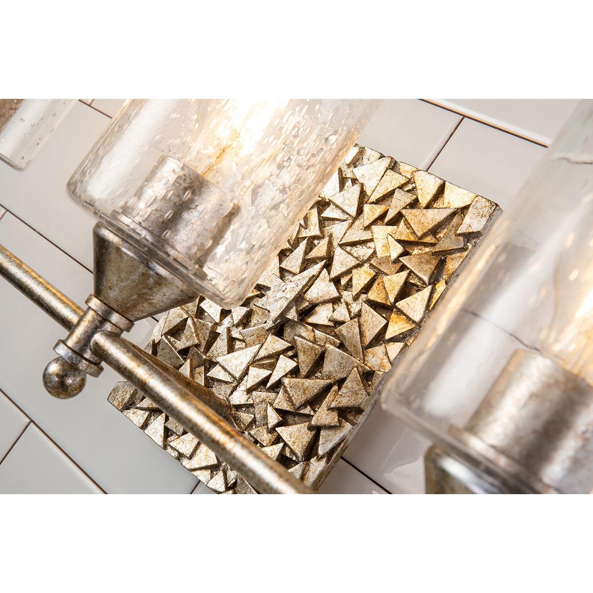 Lucas & McKearn Mosaic 3-Light Antique Silver Wall Light With Cylinder Glass Shade