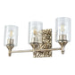 Lucas & McKearn Mosaic 3-Light Antique Silver Wall Light With Cylinder Glass Shade