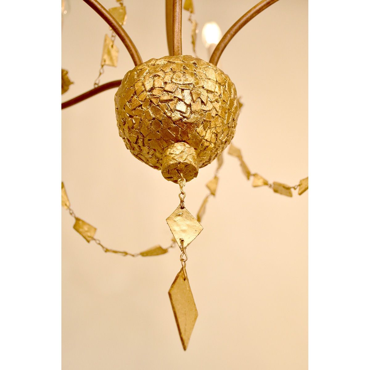 Lucas & McKearn Mosaic 5-Light Gold Leaf Chandelier With Multi-Size Hand Painted Resin Pieces