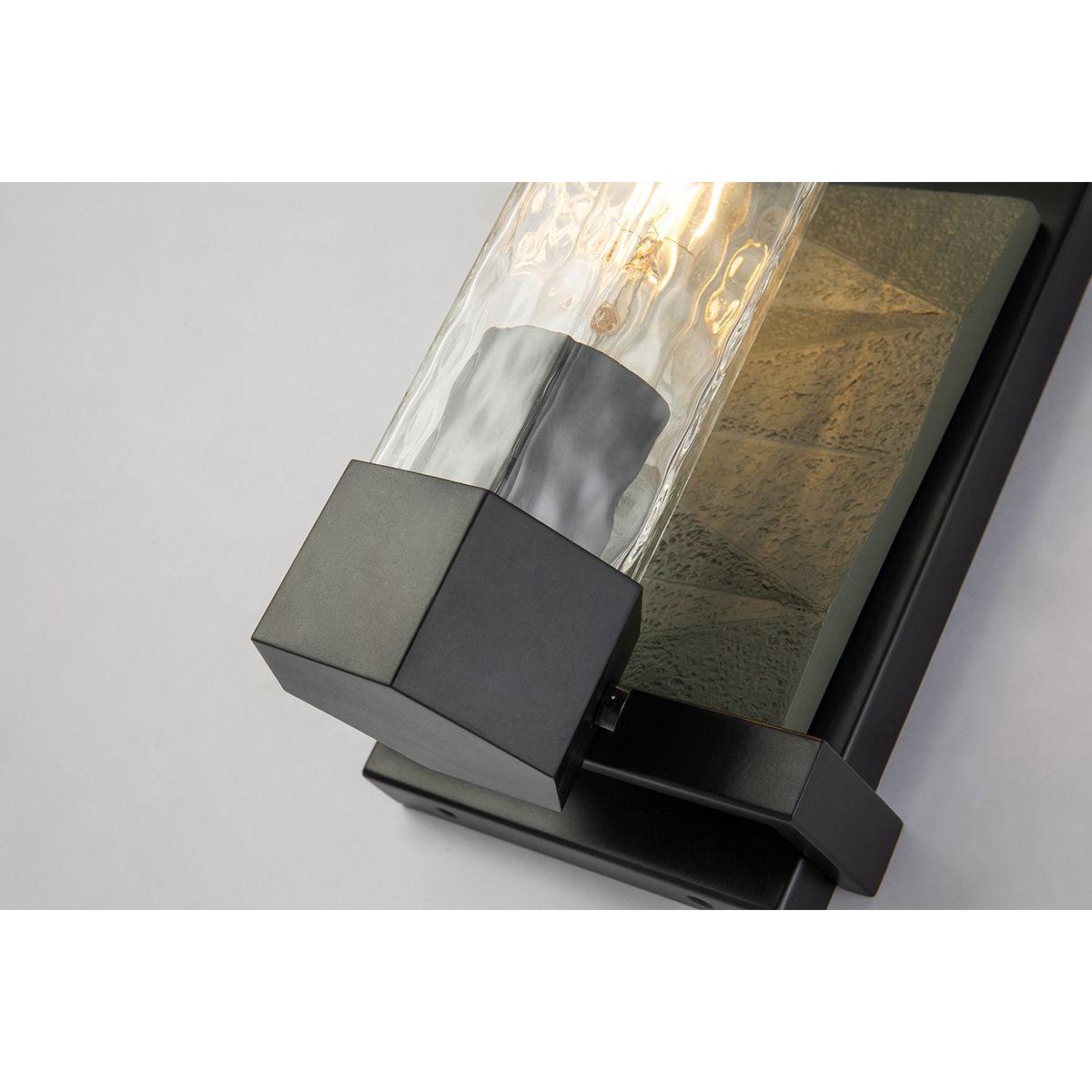 Lucas & McKearn Navarre 1-Light Black & Gray Wall Light With Cylinder-Shaped Clear Water Glass Shade