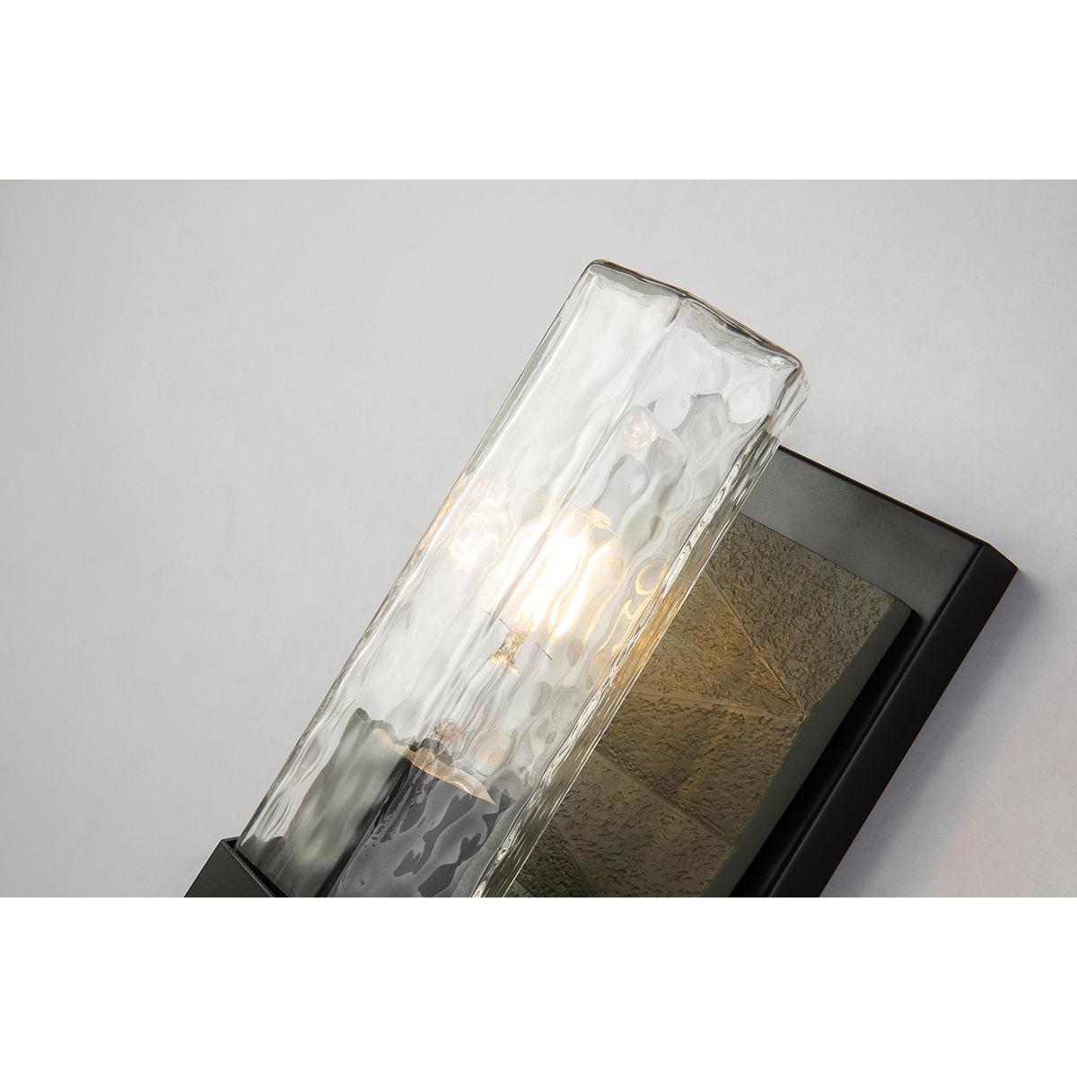 Lucas & McKearn Navarre 1-Light Black & Gray Wall Light With Cylinder-Shaped Clear Water Glass Shade
