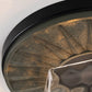 Lucas & McKearn Navarre 14" Metal Black Flush Mount Lighting With Water Glass Cylindrical Dome Shade