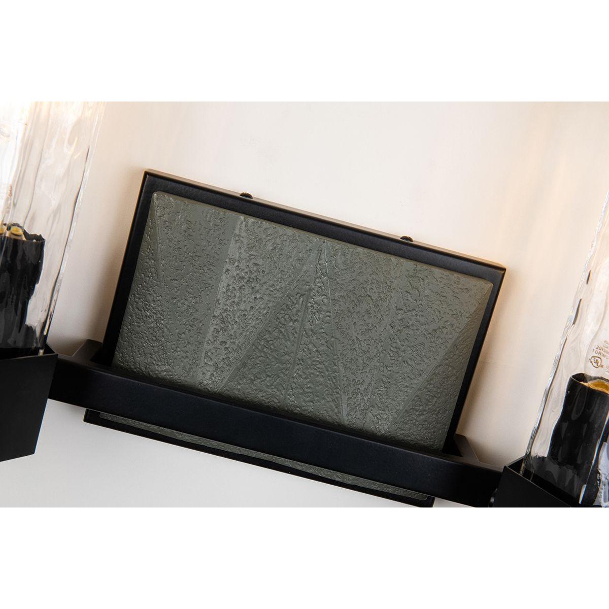 Lucas & McKearn Navarre 2-Light Black & Gray Wall Light With Cylinder-Shaped Clear Water Glass Shade
