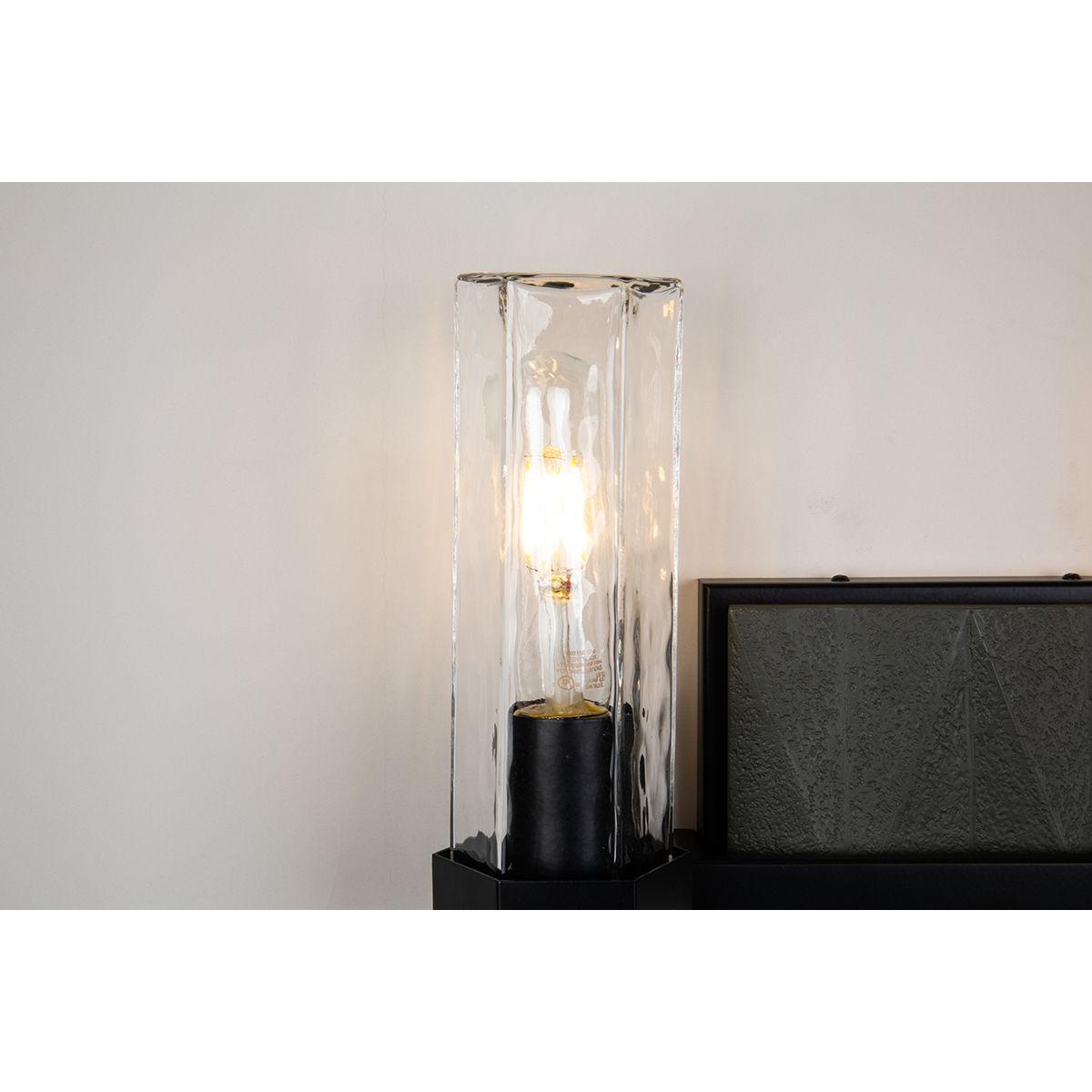 Lucas & McKearn Navarre 2-Light Black & Gray Wall Light With Cylinder-Shaped Clear Water Glass Shade