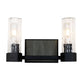Lucas & McKearn Navarre 2-Light Black & Gray Wall Light With Cylinder-Shaped Clear Water Glass Shade