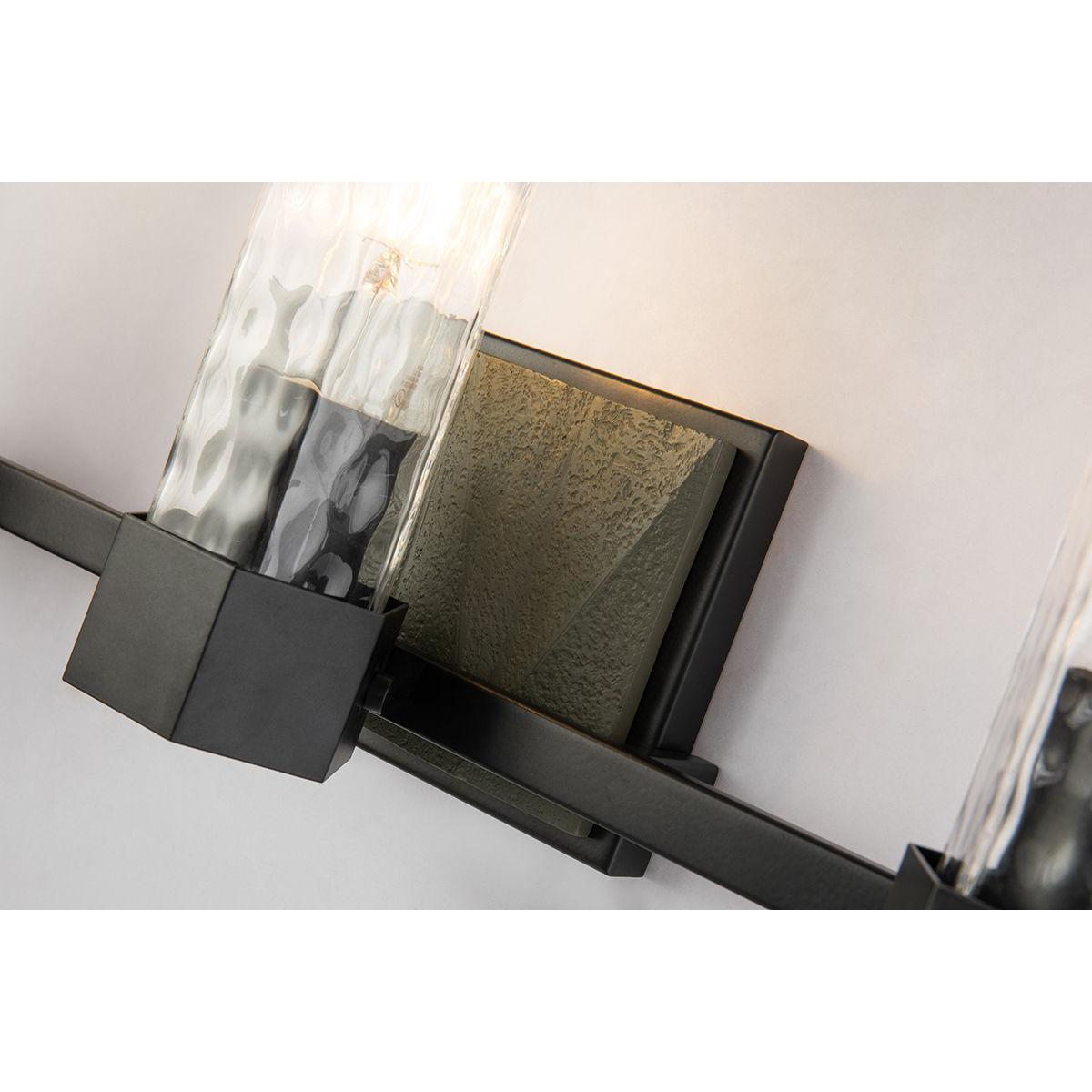 Lucas & McKearn Navarre 3-Light Black & Gray Wall Light With Cylinder-Shaped Clear Water Glass Shade