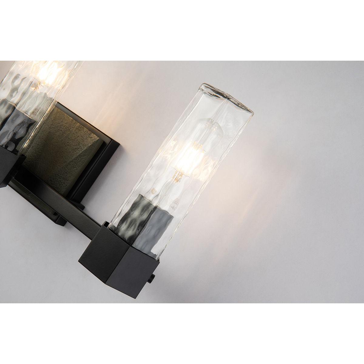Lucas & McKearn Navarre 3-Light Black & Gray Wall Light With Cylinder-Shaped Clear Water Glass Shade