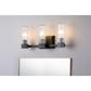 Lucas & McKearn Navarre 3-Light Black & Gray Wall Light With Cylinder-Shaped Clear Water Glass Shade