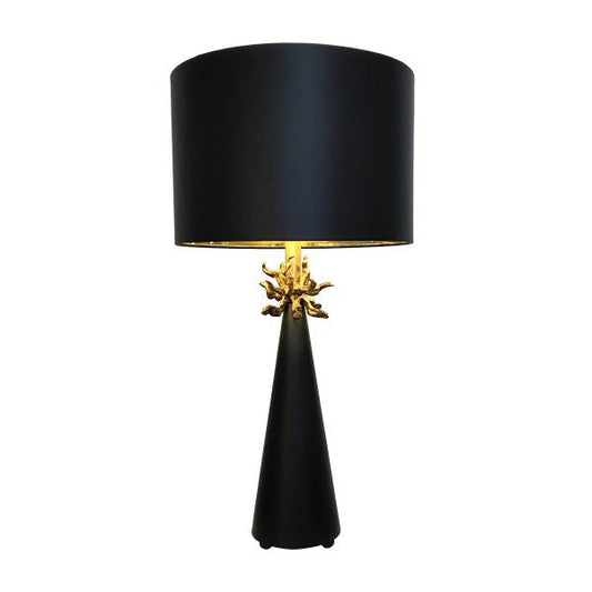 Lucas & McKearn Neo 29" Le Ciel Painted Black Buffet Table Lamp With Drum-Shaped Shade and Gold Accents