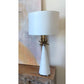 Lucas & McKearn Neo 29" Le Ciel Painted White Buffet Table Lamp With Drum-Shaped Shade and Gold Accents