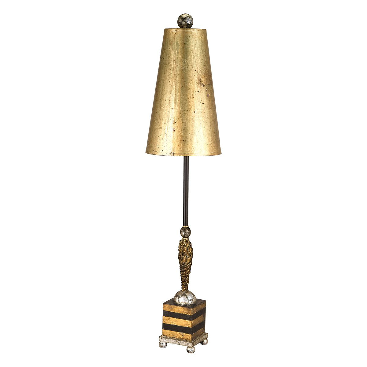 Lucas & McKearn Noma Luxe 40" Gold Buffet Table Lamp With Coned-Shaped Shade