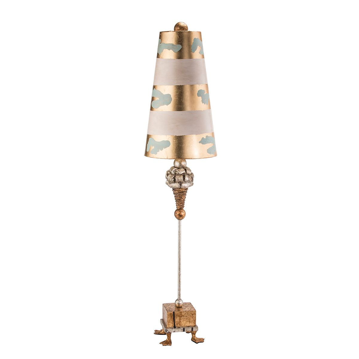 Lucas & McKearn Pompadour 40" Gold & Silver Buffet Table Lamp With Cone-Shaped Shade