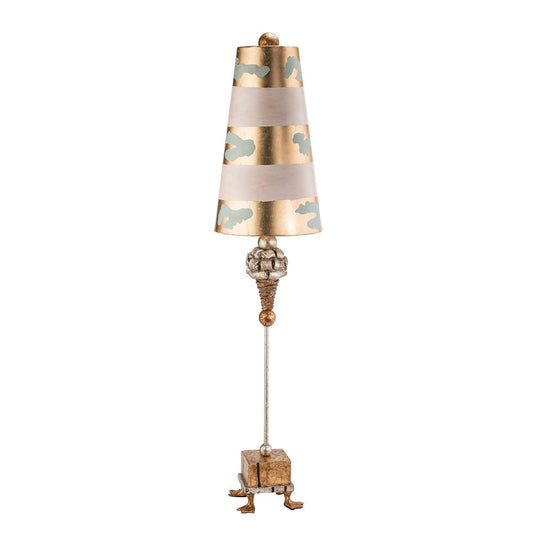 Lucas & McKearn Pompadour 40" Gold & Silver Buffet Table Lamp With Cone-Shaped Shade