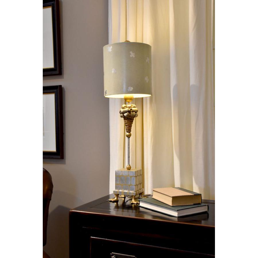 Lucas & McKearn Pompadour X 31" Gold and Silver Accent Table Lamp With Drum-Shaped Shade
