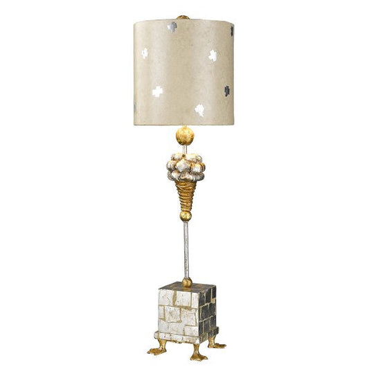 Lucas & McKearn Pompadour X 31" Gold and Silver Accent Table Lamp With Drum-Shaped Shade