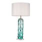 Lucas & McKearn Pontchartrain 29" Clear Glass Blue Buffet Table Lamp With Ivory Drum-Shaped Shade and Silver Round Base