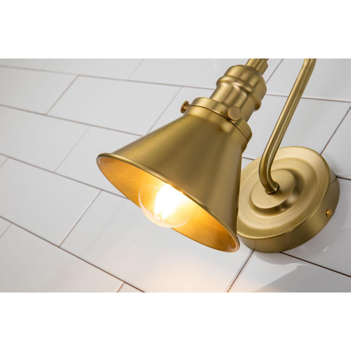 Lucas & McKearn Provence 1-Light Aged Brass Wall Light With Cone-Shaped Metal Shade