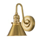 Lucas & McKearn Provence 1-Light Aged Brass Wall Light With Cone-Shaped Metal Shade