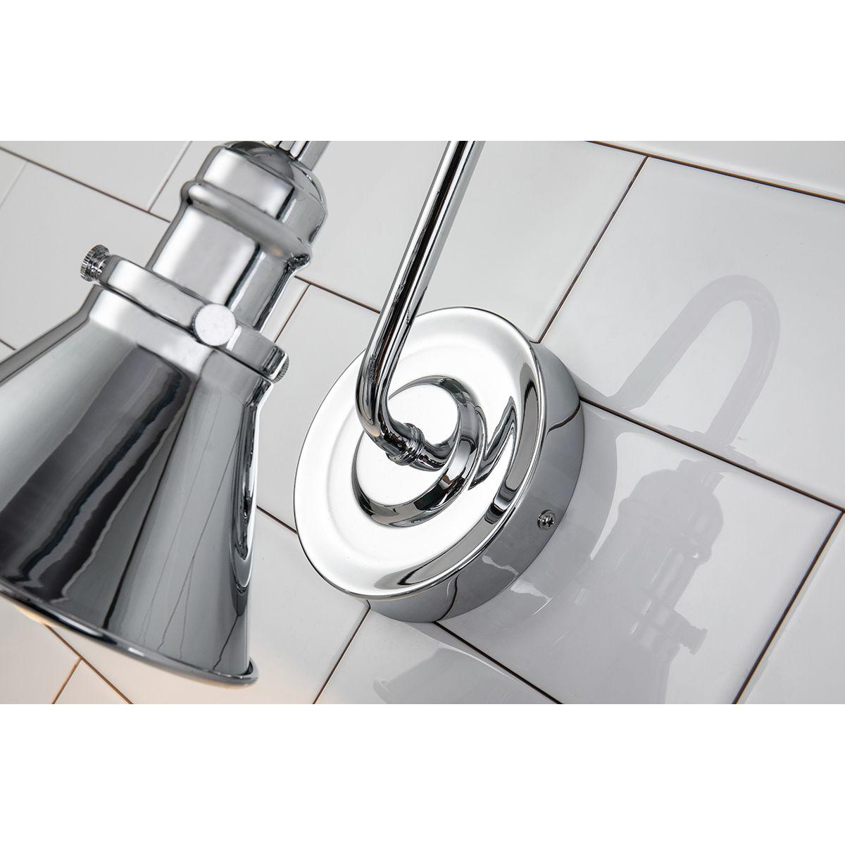 Lucas & McKearn Provence 1-Light Polished Chrome Wall Light With Cone-Shaped Metal Shade