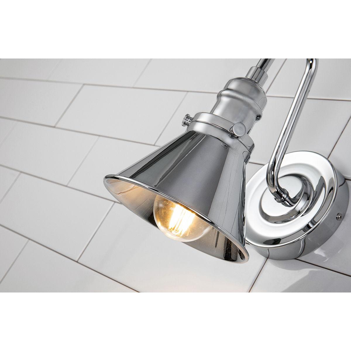 Lucas & McKearn Provence 1-Light Polished Chrome Wall Light With Cone-Shaped Metal Shade