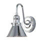 Lucas & McKearn Provence 1-Light Polished Chrome Wall Light With Cone-Shaped Metal Shade