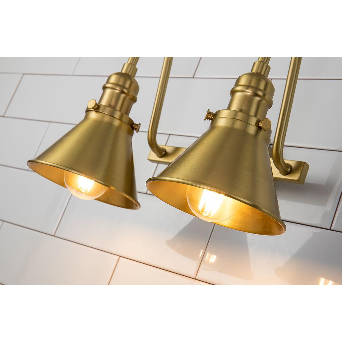 Lucas & McKearn Provence 2-Light Aged Brass Wall Light With Cone-Shaped Metal Shade